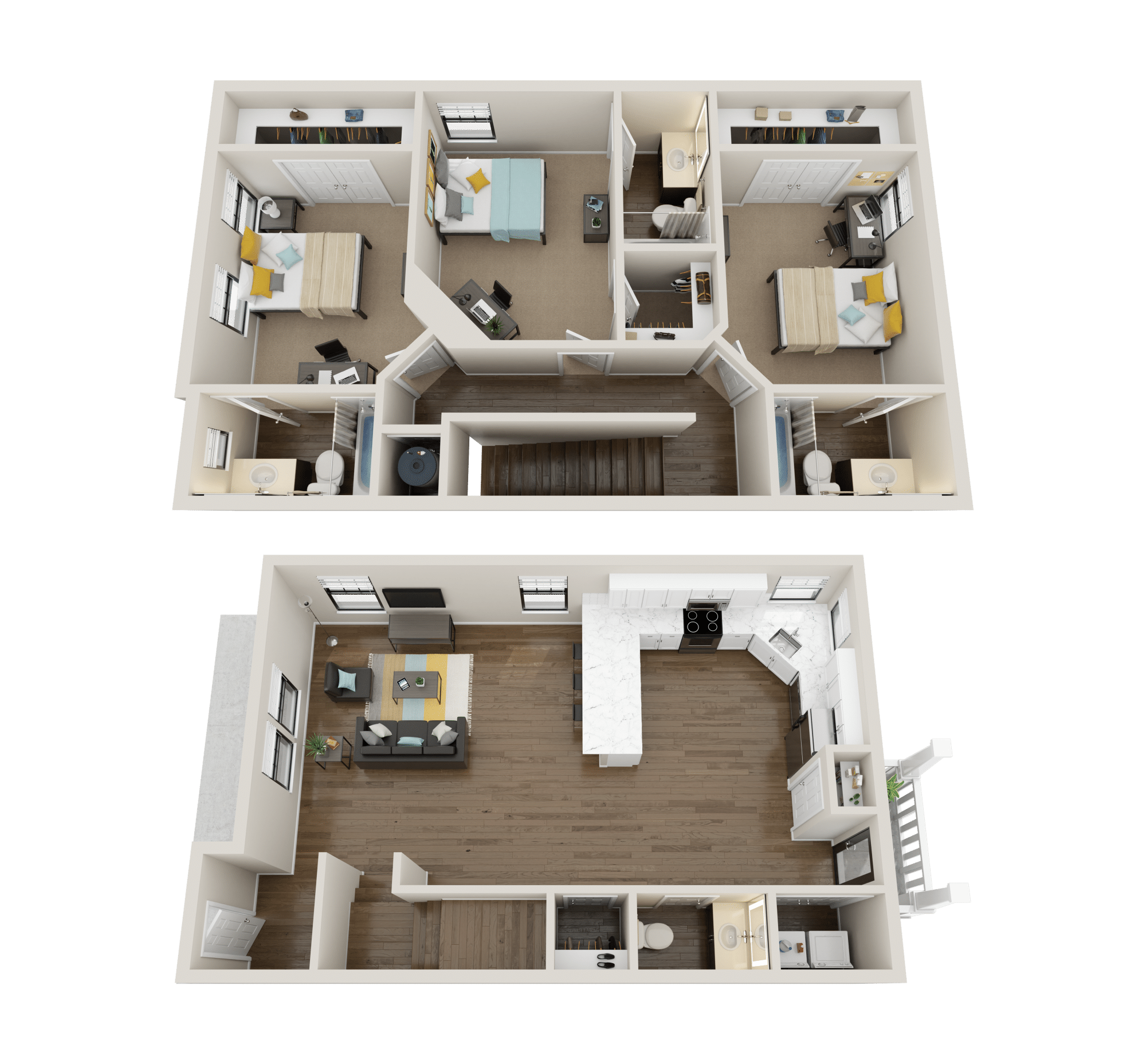 3x3.5 premium floor plan collective at clemson off campus apartments