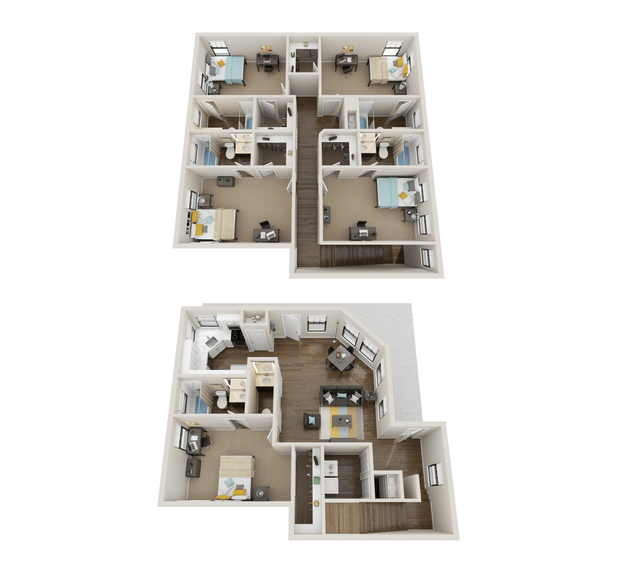5x5.5 corner premium floor plan collective at clemson off campus apartments 1