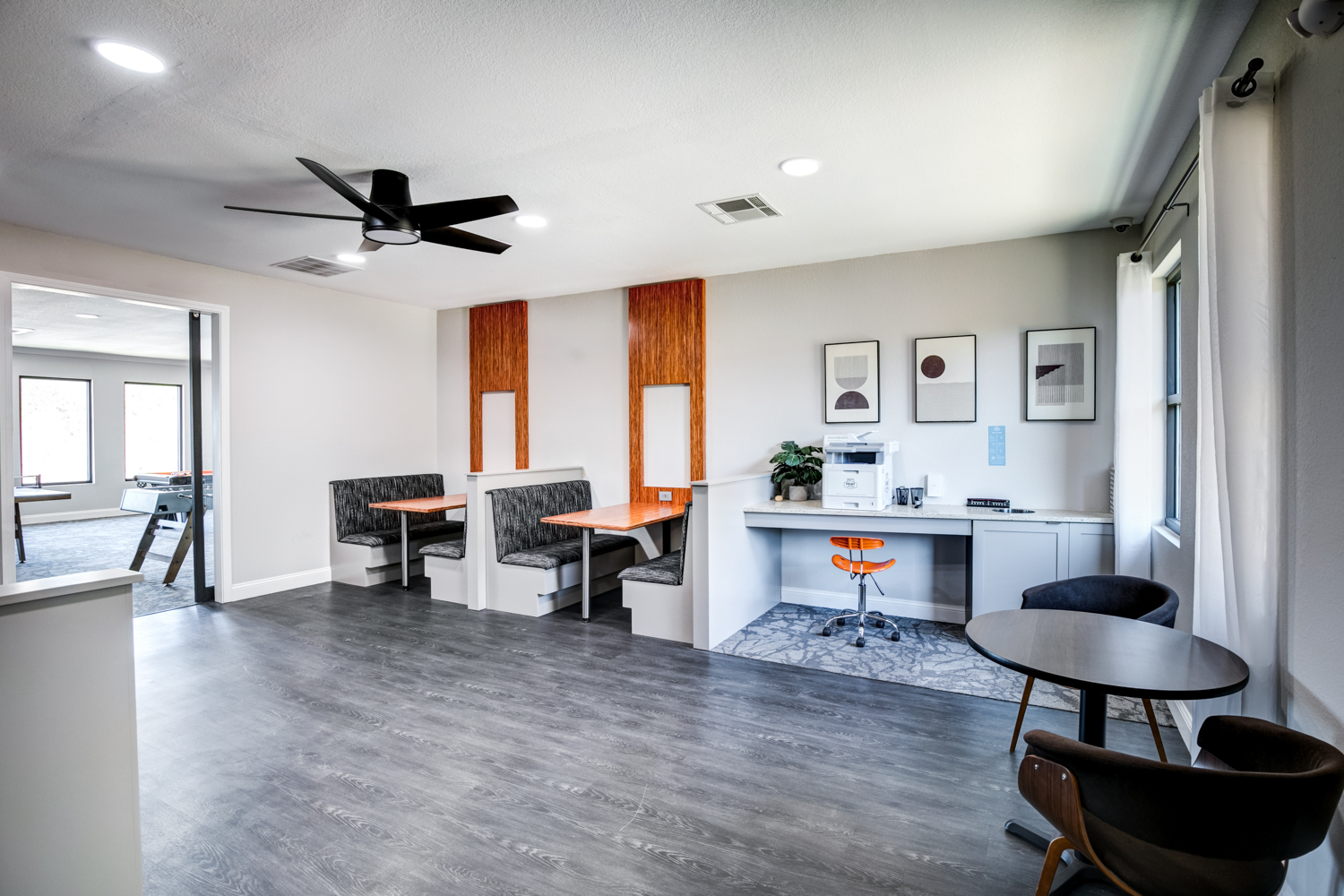 the collective at clemson apartments near clemson university clubhouse study room and printer